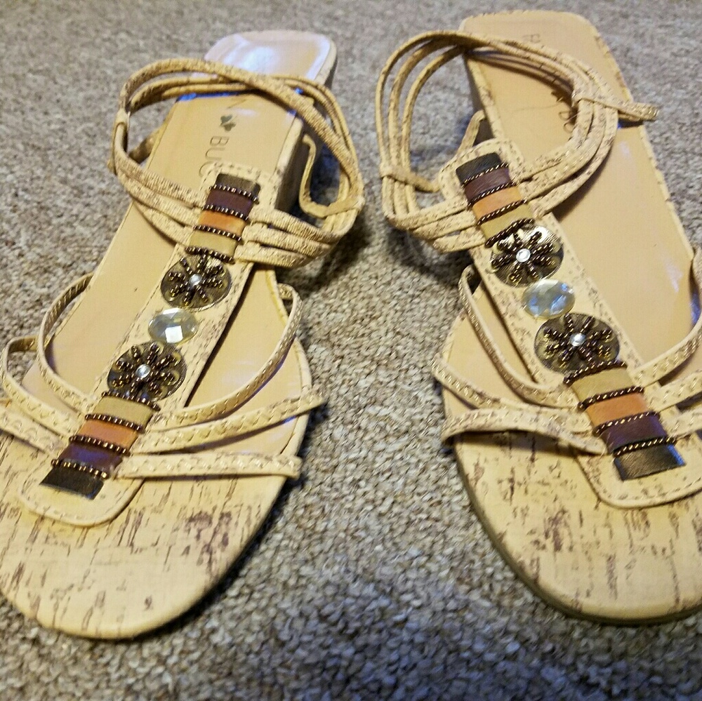 Beaded Wedge Sandals