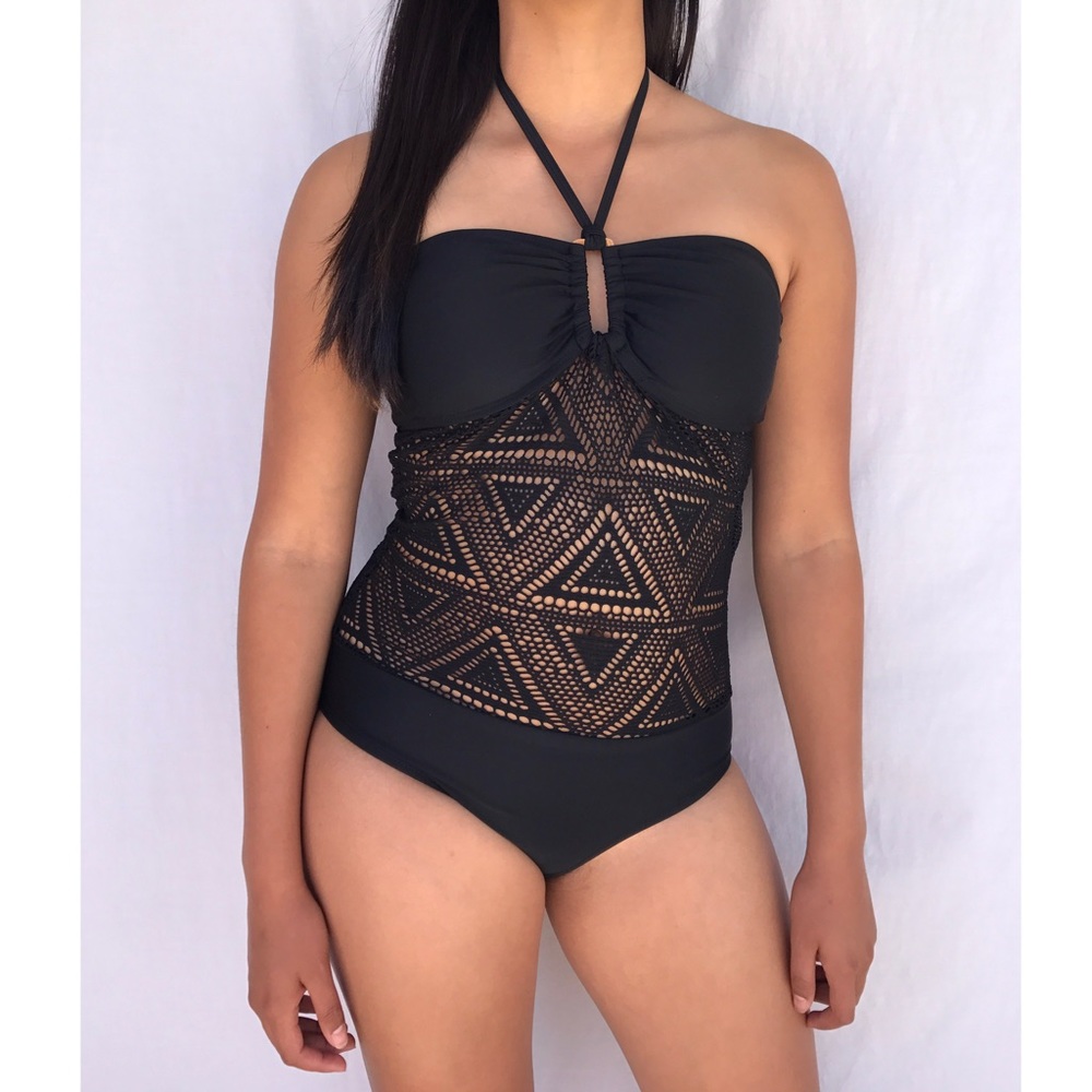 Black crochet 1 pc swimsuit