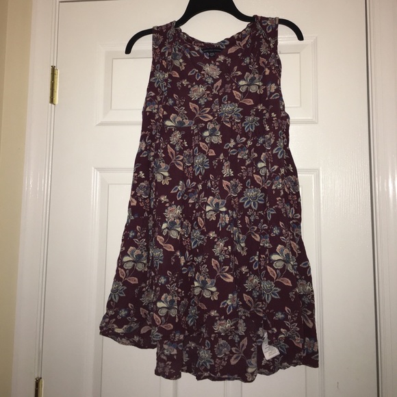 American Eagle Burgundy Floral Print Dress - Picture 3 of 4