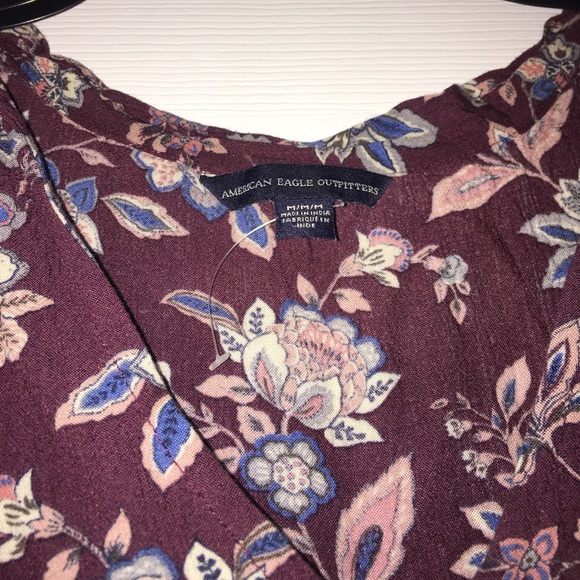 American Eagle Burgundy Floral Print Dress - Picture 4 of 4