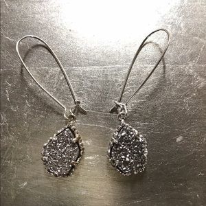 Kendra Scott dark silver druzy earrings