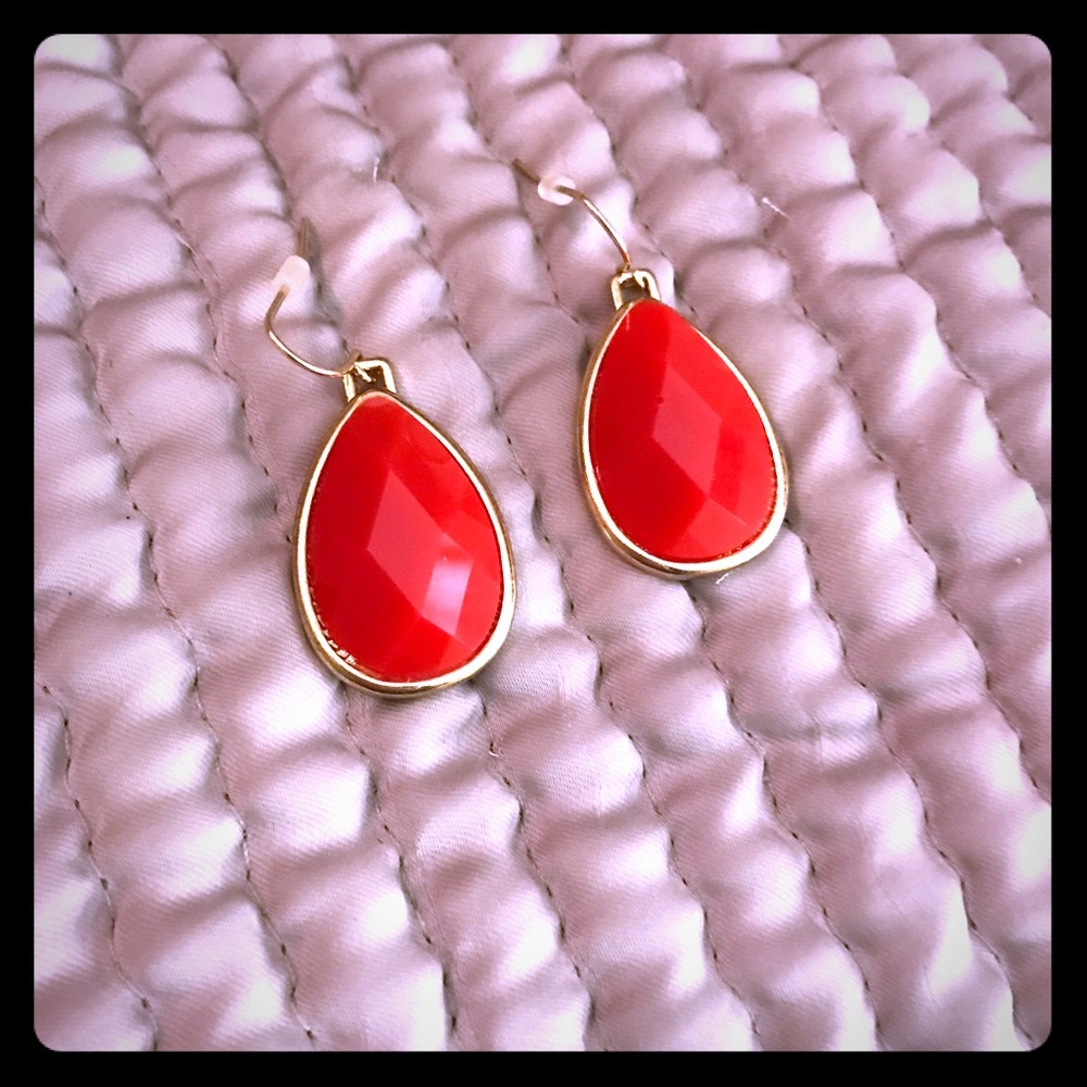 Red teardrop earrings