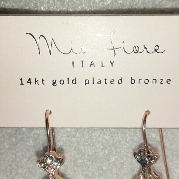 Mia Fiore Rose Gold Plated Aqua Crystal Earrings - Picture 2 of 3