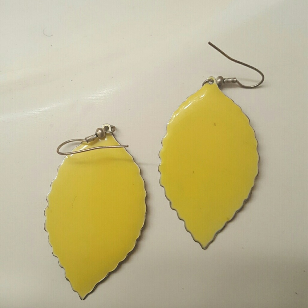 Yellow leaf earrings