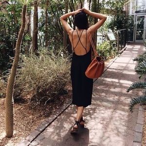 American Apparel Midi Dress w/ Strappy Back, Black
