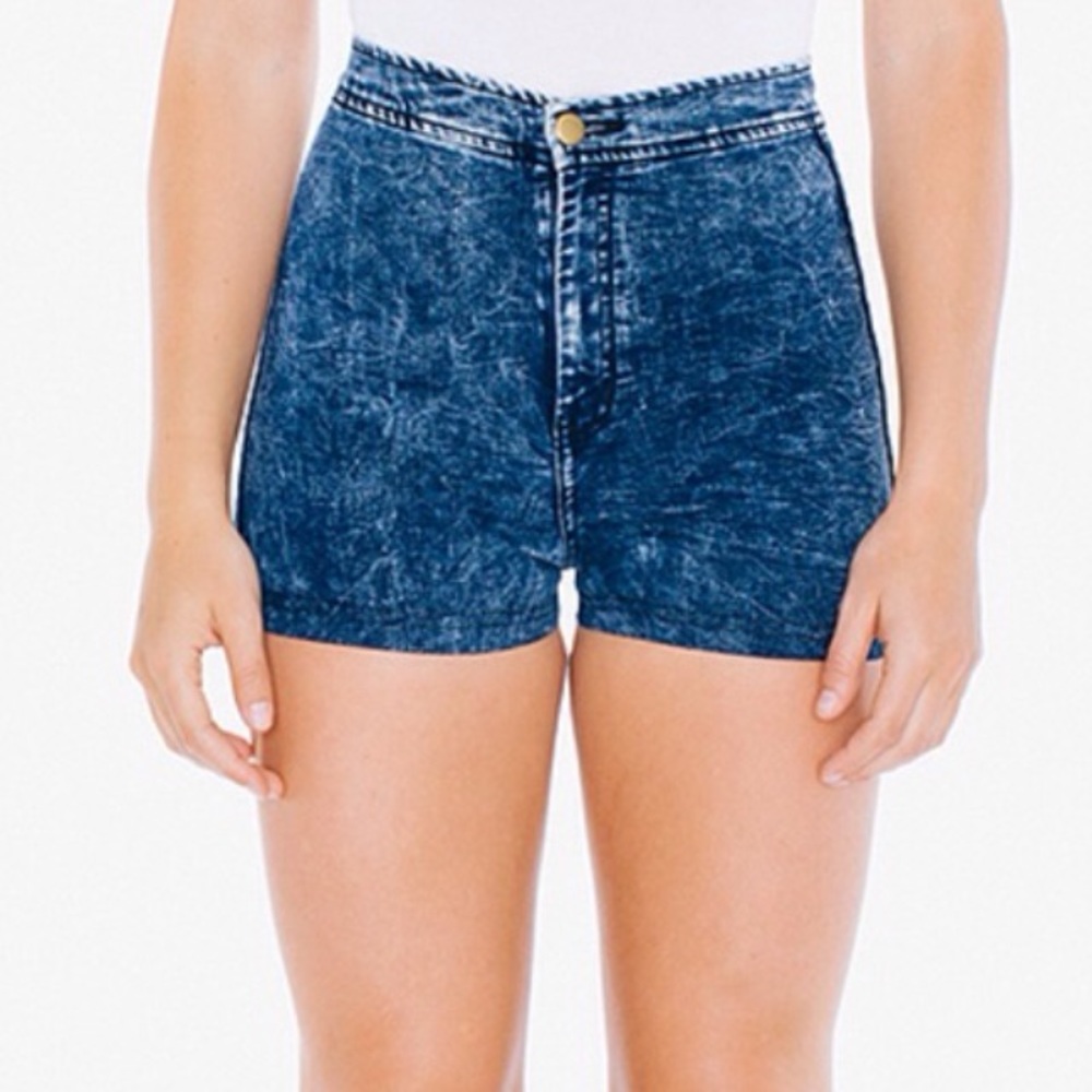 American Apparel Easy Jean Shorts Blue Acid Wash