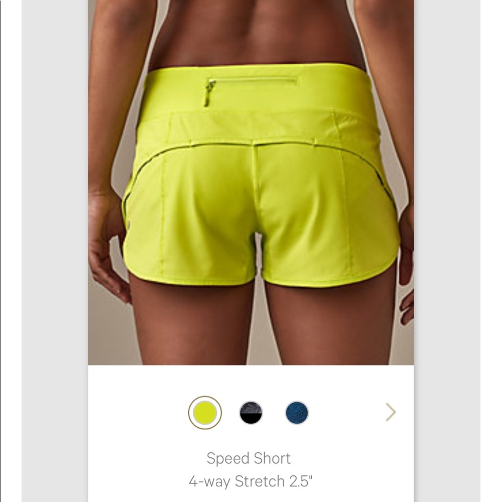 Lululemon Neon Speed Shorts
