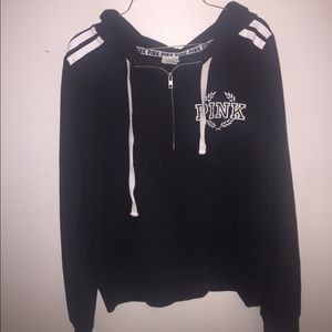 PINK black quarter wag zip up jacket with hoodie