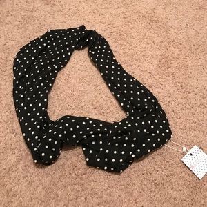 Black and white polka dot infinity scarf