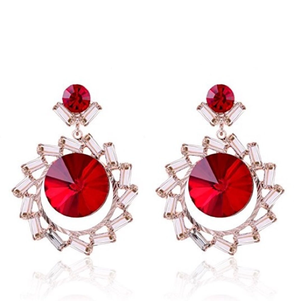 NWOT Unique Red Statement Earrings