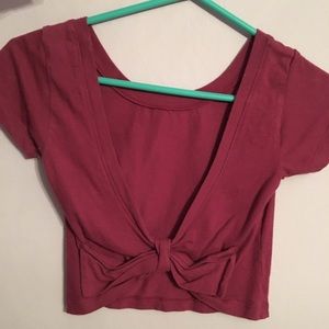 Dark pink crop top with bow