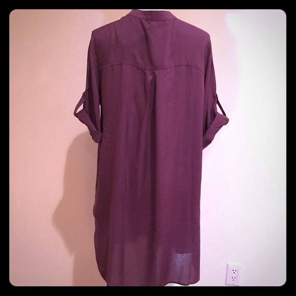 Last Chance Purple Shirt Dress rolled sleeve - Picture 4 of 5