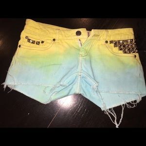 Home made tie dye & studded shorts