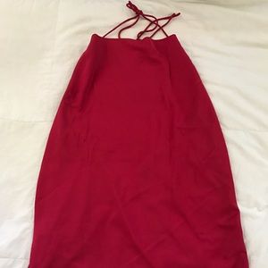 MOTEL / NASTY GAL Red Satin Slip - LARGE