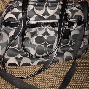 Black Coach diaper bag