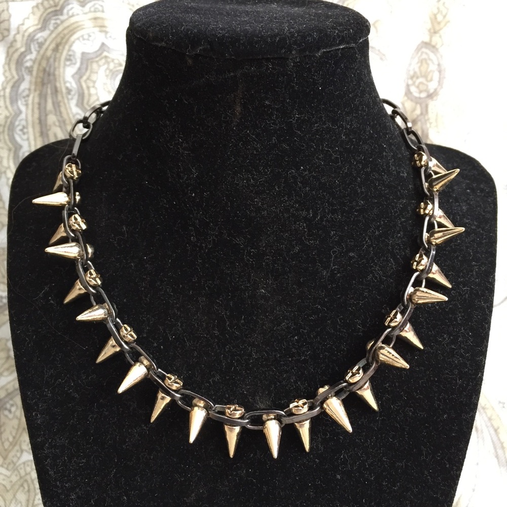 Short Gold Spike Necklace