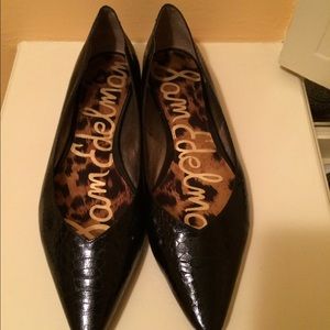 Black Snakeskin Flats, size 10m, New, Sam Edelman,