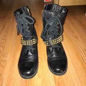 Steve Madden gold stud Combat boots
