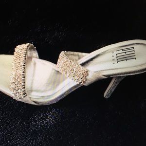 Gold crystal strappy heel, like new!