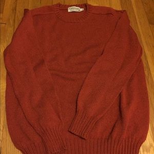 Men's Orange Wool Crew Neck Sweater