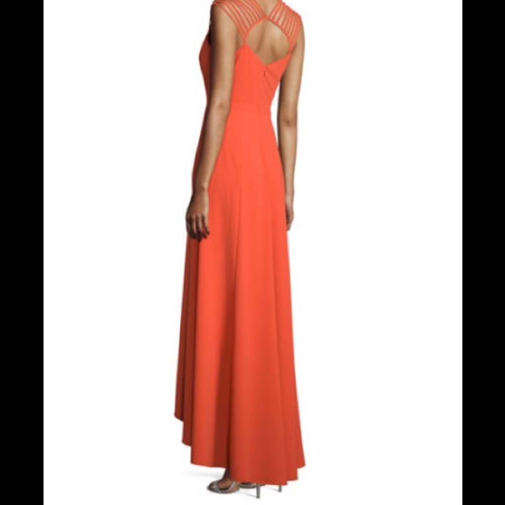 Halston Heritage High Low Strappy Dress, Orange - Picture 2 of 4