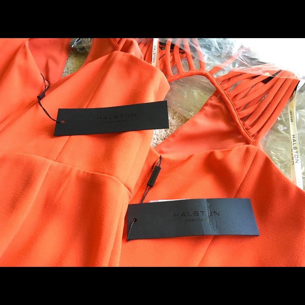 Halston Heritage High Low Strappy Dress, Orange - Picture 4 of 4