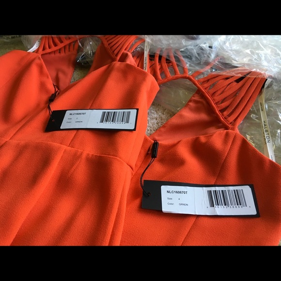 Halston Heritage High Low Strappy Dress, Orange - Picture 3 of 4