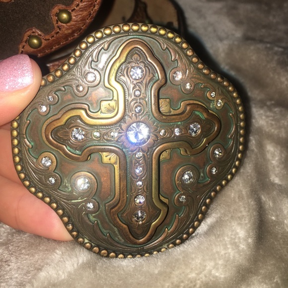 Justin boots leather bling cross belt - Picture 2 of 6