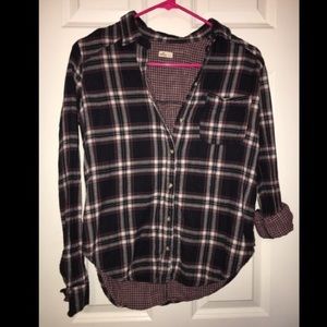 Black and Maroon Flannel Shirt from Hollister