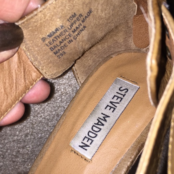 Steve Madden Sz 10 tan zip platform wedge sandals - Picture 4 of 7