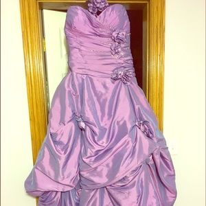 Plus Size Lavender Taffeta Corset Prom Ball Gown