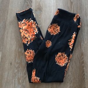 Black and Orange Floral Lularoe Leggings