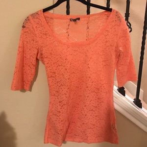 Coral lace shirt from Express.
