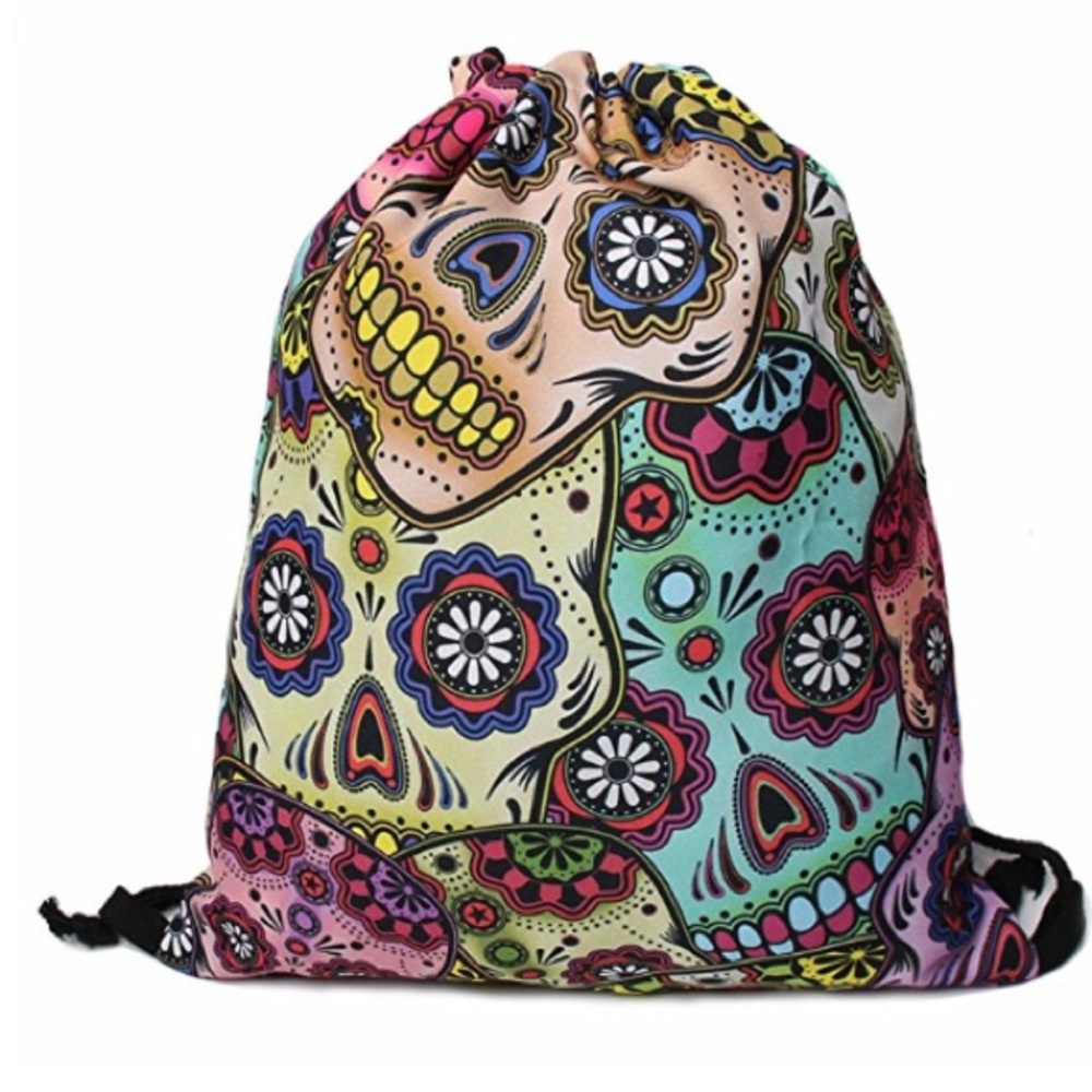 NWOT Sugar Skull Drawstring Backpack