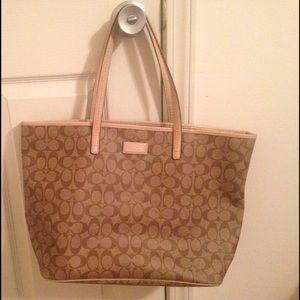 Tan coach tote