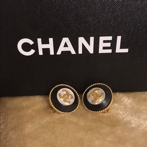 Authentic Vintage Chanel CC Clip On Earrings