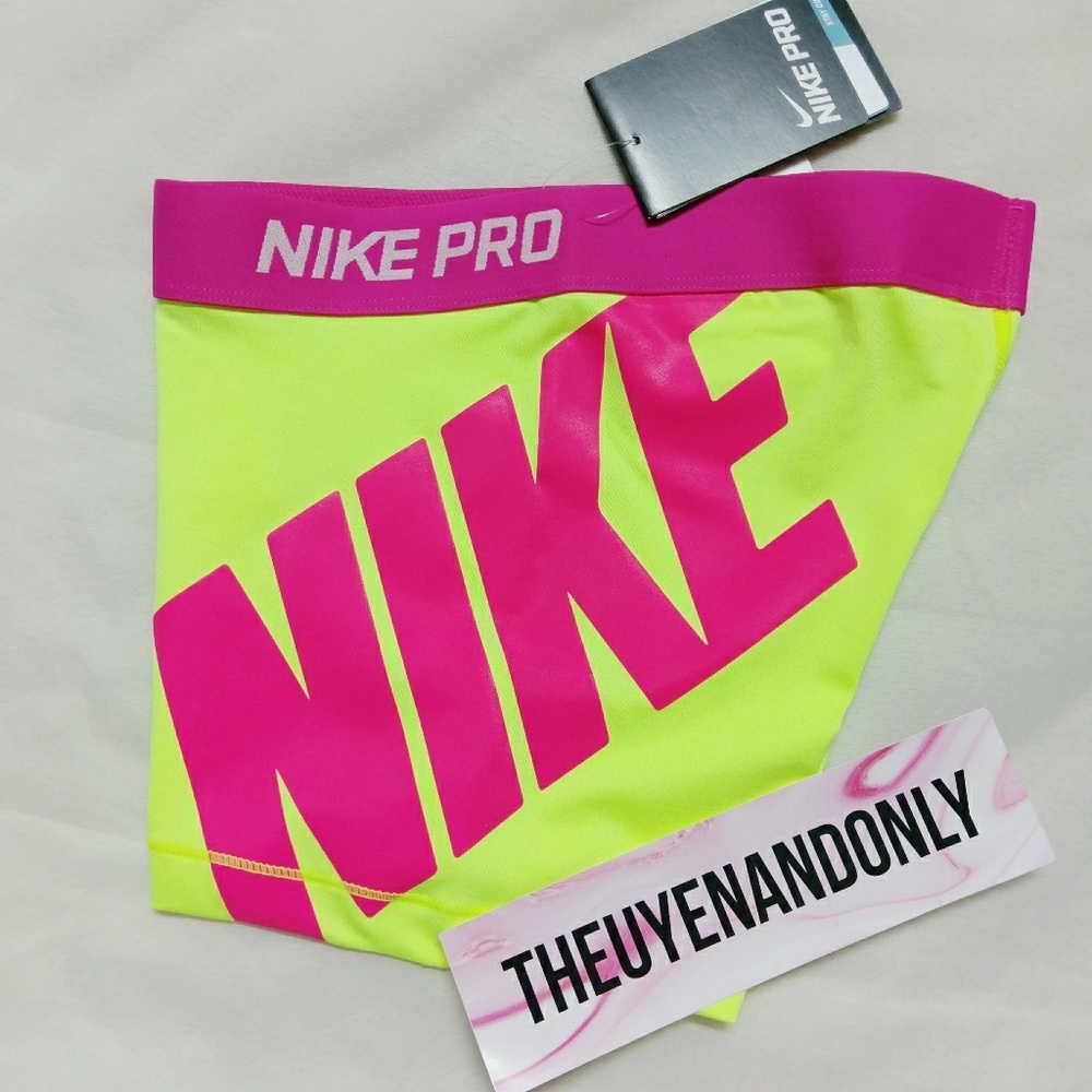 *PARTY SALE* (S) NWT Nike Pro Shorts Neon Pink - Picture 2 of 5