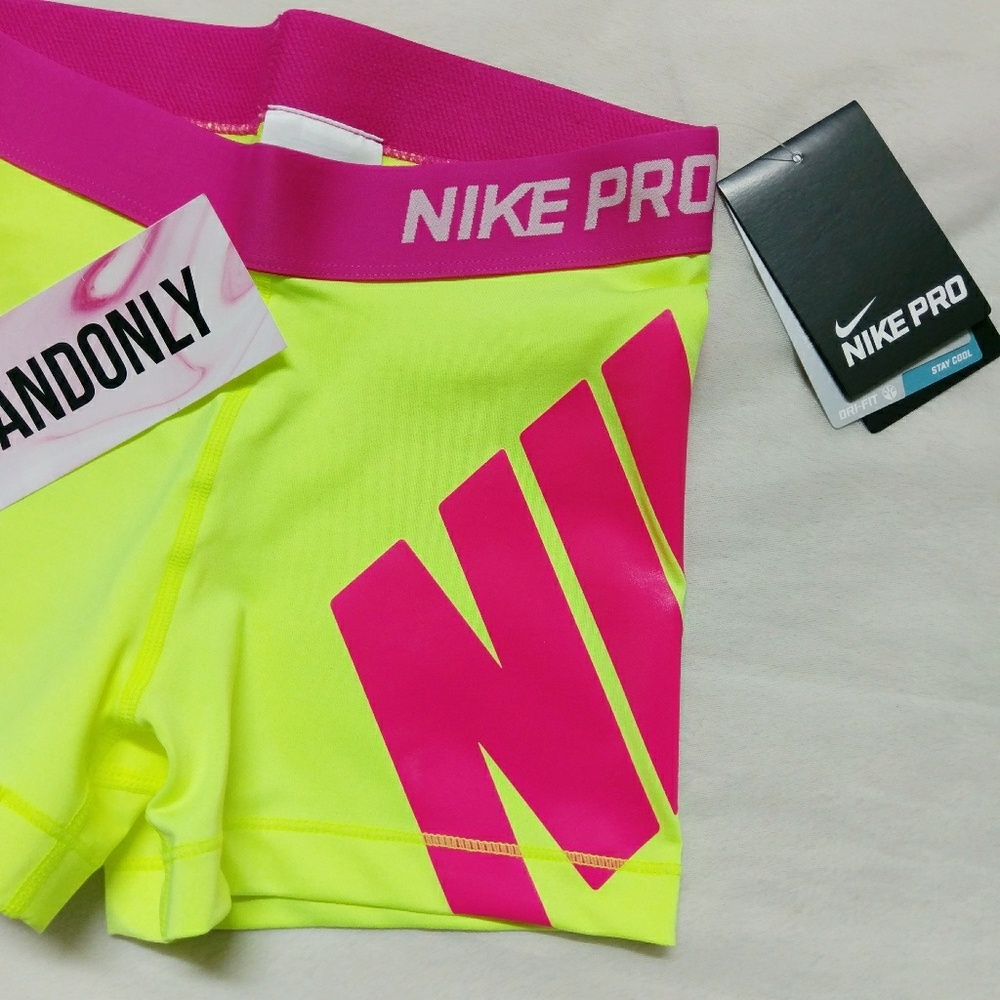 *PARTY SALE* (S) NWT Nike Pro Shorts Neon Pink - Picture 4 of 5