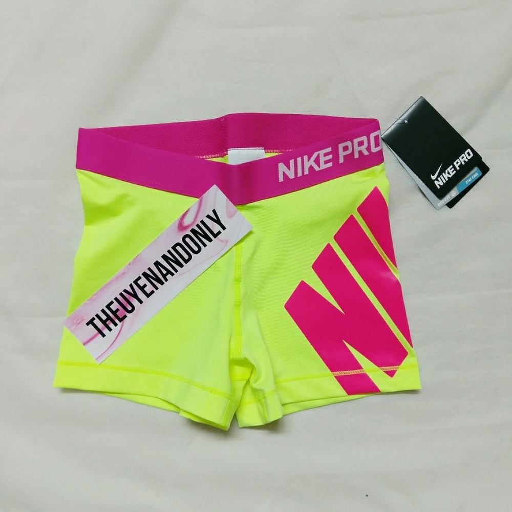 *PARTY SALE* (S) NWT Nike Pro Shorts Neon Pink - Picture 5 of 5