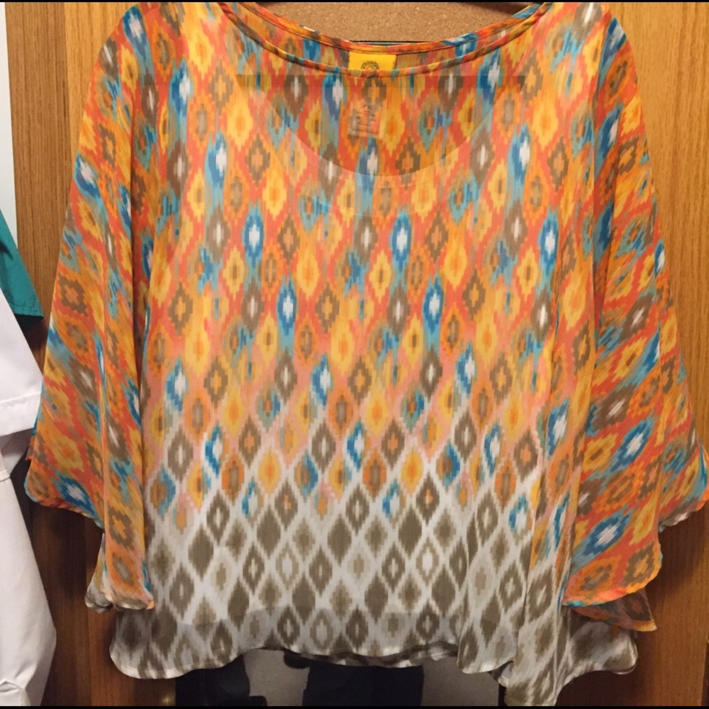 EUC Gorgeous sheer Ruby Rd Petite blouse
