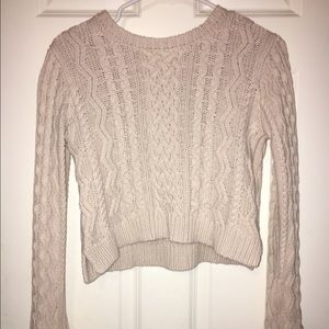 Cropped Blush Cable-nit Sweater