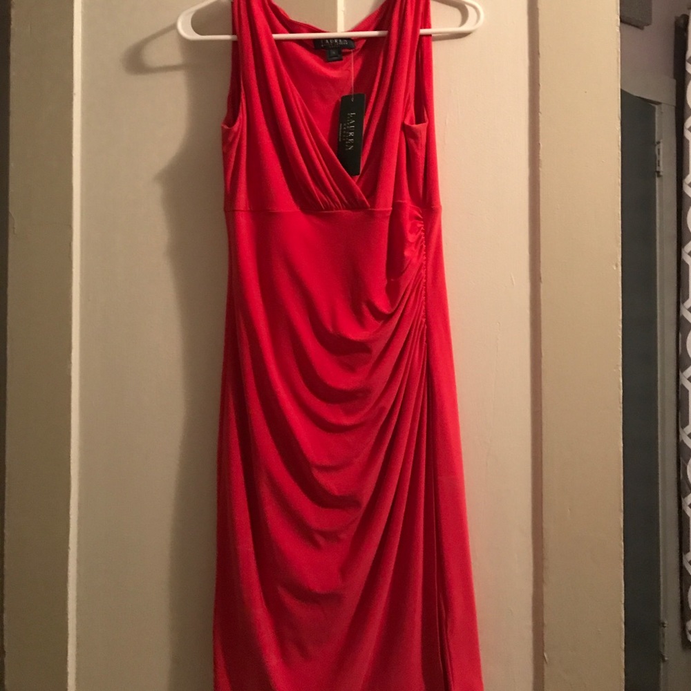 Ralph Lauren bright pink/orange dress size 8