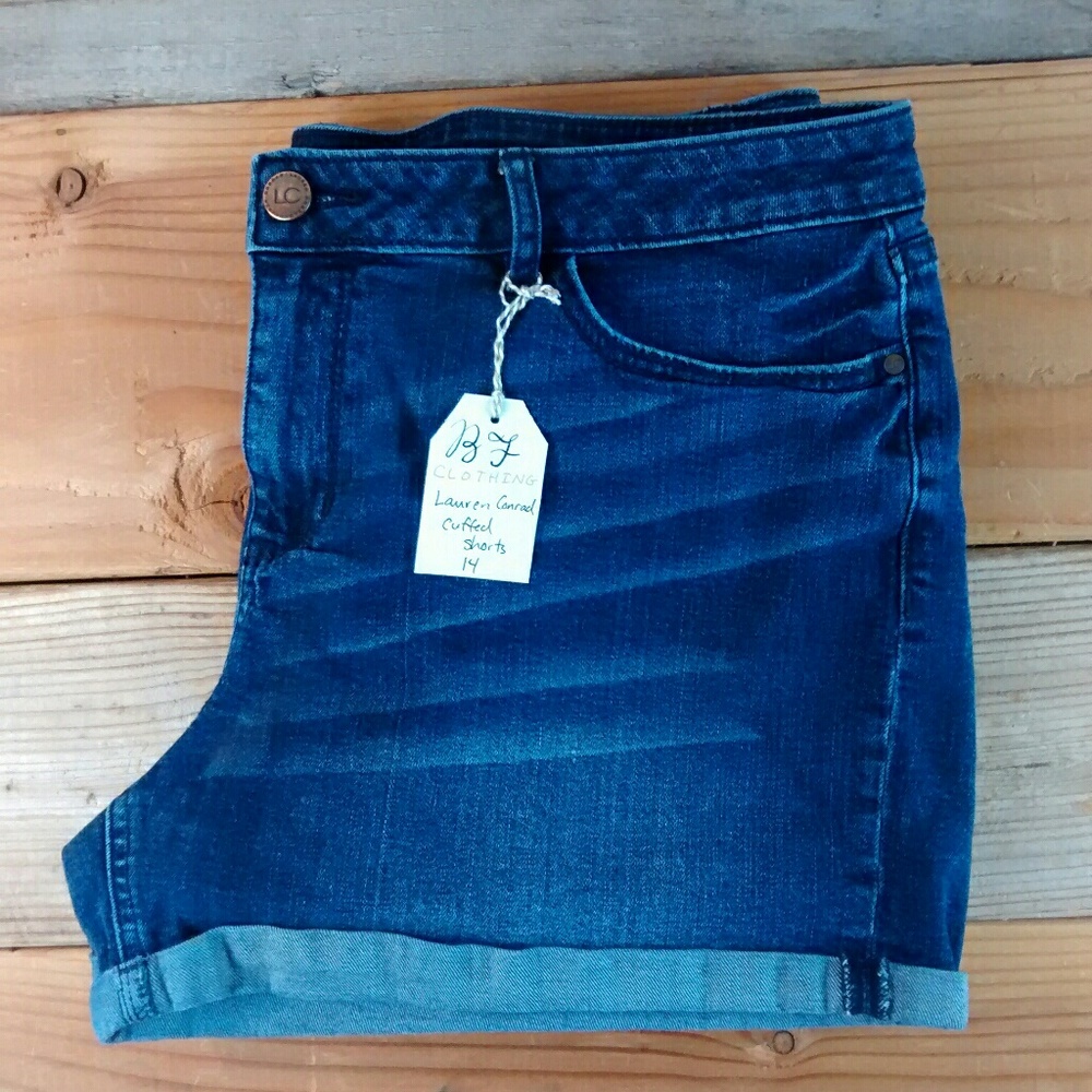 Lauren Conrad Dark Wash Cuffed Shorts