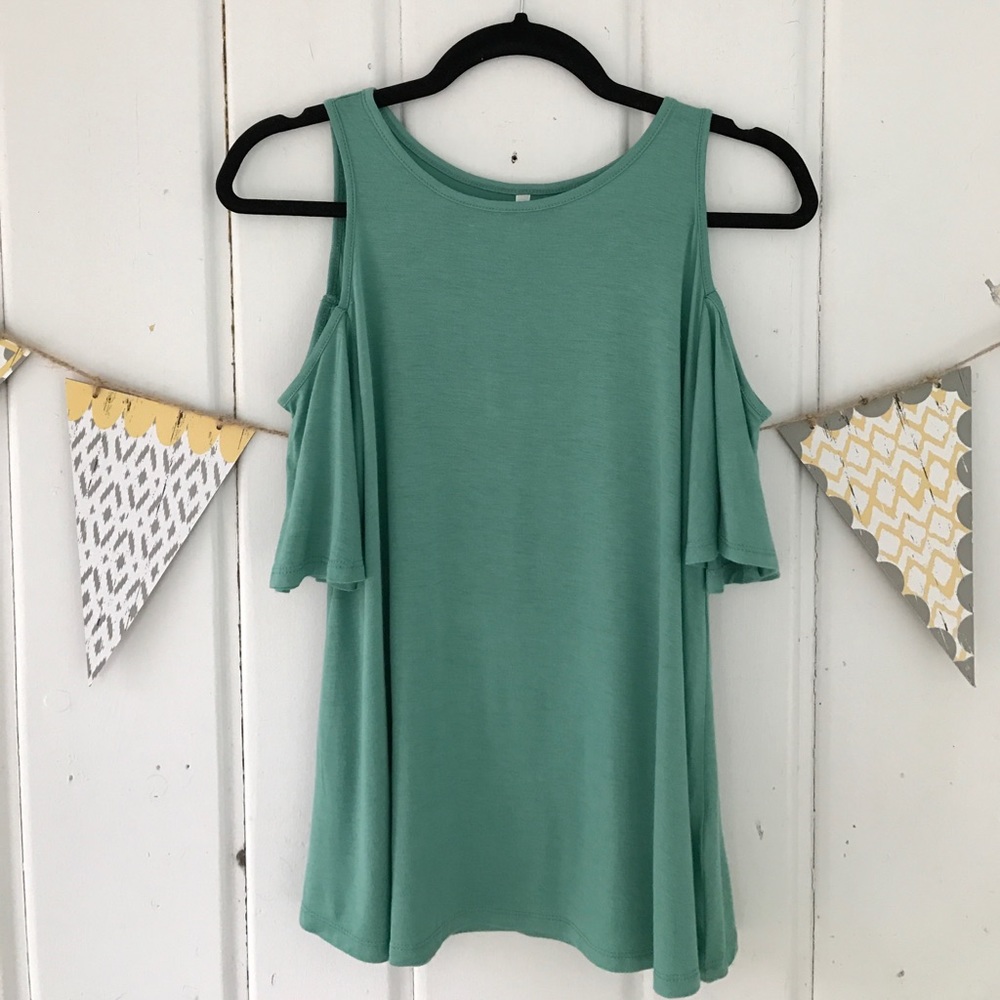 Sage Cold Shoulder Top - Picture 1 of 3
