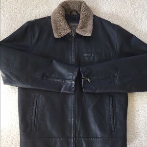 Aeropostale Black Faux Leather Jacket - Men's (M)