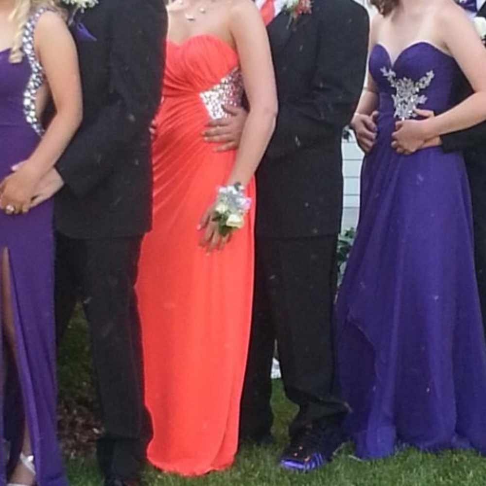 Beautiful coral sequence prom dress for sale!!