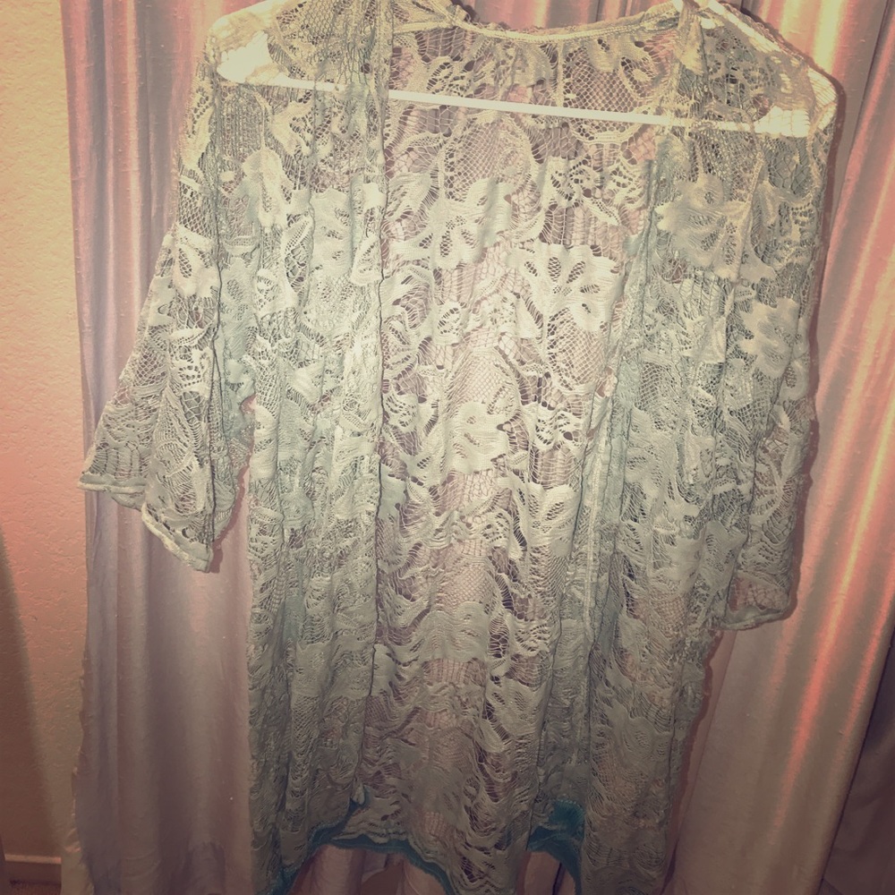 Blue Pastel Lace Cover Up