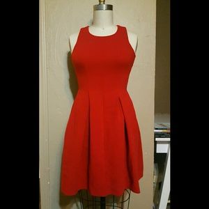 Pleated Red Dress
