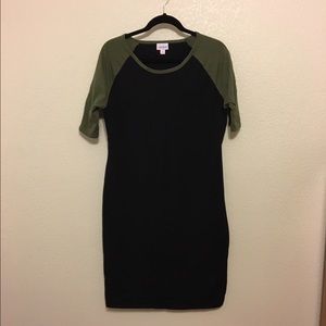 LuLaRoe Julia Dress SZ XL - Black/Olive Green