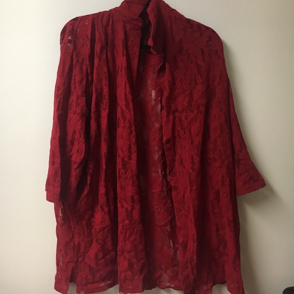 Red Lace Cardigan